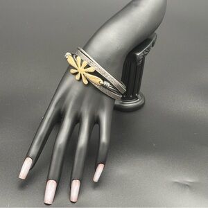 SAACHI Multi-Strand ABELIA Bracelet, Brass Tone & Genuine Leather